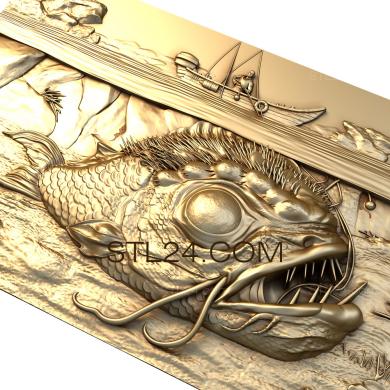 Панно художественные (Страшная рыба, PH_0158) 3D модель для ЧПУ станка